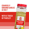 Lawry's Garlic Rosemary &amp; Lemon Rub seasoning blend in a clear plastic container with a red lid.