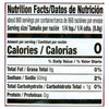 Nutrition facts label for a product with 0 calories per serving.