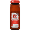 ["A red plastic jar of Lawry's Seasoned Salt."]