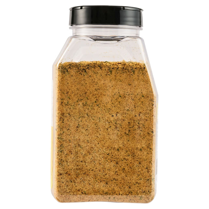 A clear plastic jar of McCormick Grill Mates All Purpose Chicken Seasoning.