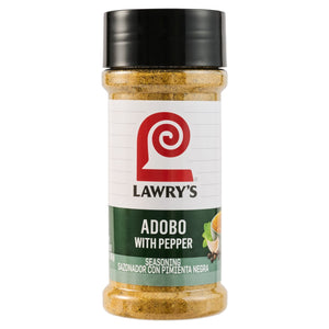 A bottle of Lawry's Adobo with Pepper seasoning.