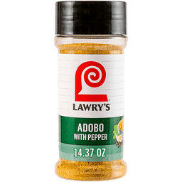 A container of Lawry's Adobo with Pepper seasoning.
