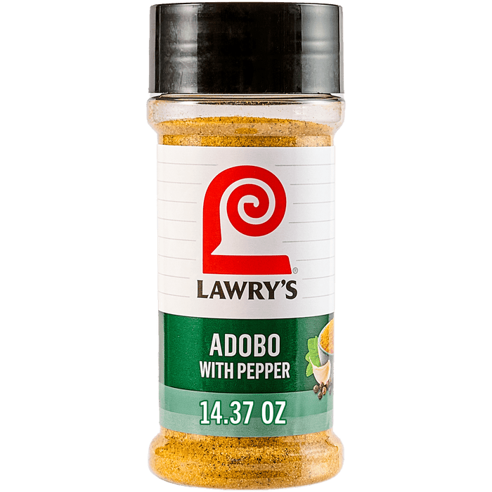A container of Lawry's Adobo with Pepper seasoning.