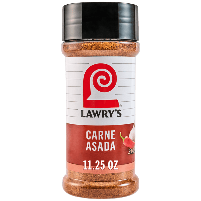 A bottle of Lawry's Carne Asada seasoning.