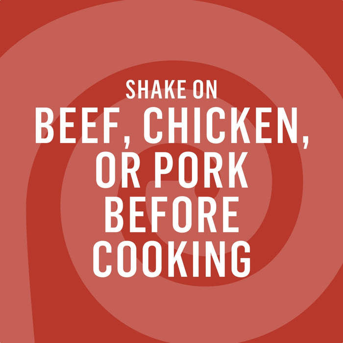 Shake on beef, chicken, or pork before cooking.