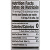 Nutrition facts label showing that a 1/4 teaspoon serving contains 0 calories, 0g of total fat, 250mg of sodium (10% DV), 0g of total carbohydrates, and 0g of protein.