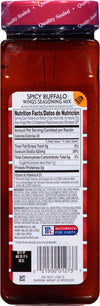 McCormick for Chefs Spicy Buffalo Wings Seasoning Mix nutrition facts label.