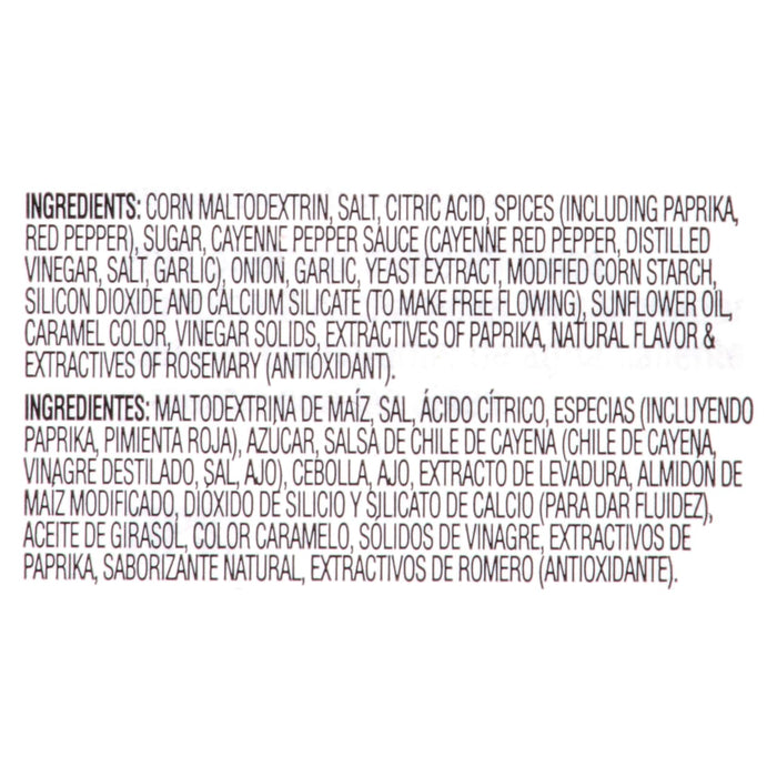 Ingredients list for a spice blend.