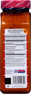 A McCormick for Chefs Zesty Lemon &amp; Pepper Wings Seasoning Mix bottle.