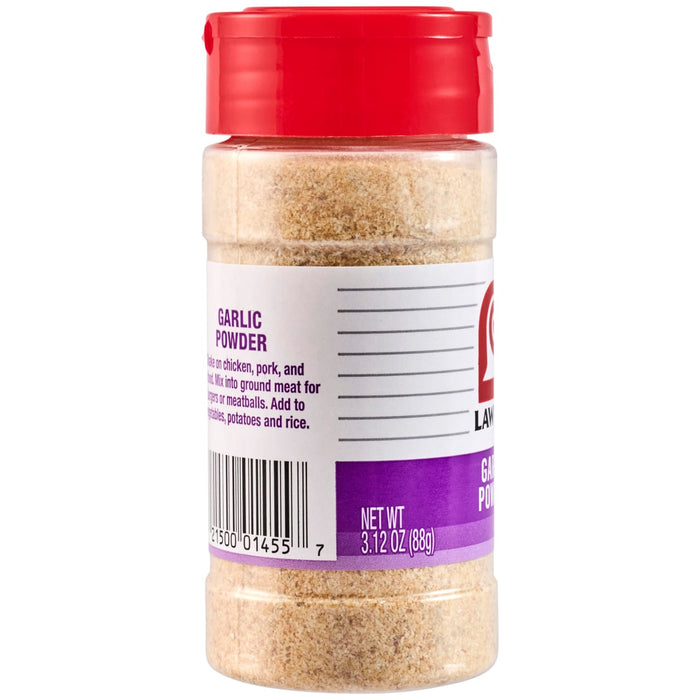 A bottle of Lawry's Garlic Powder.