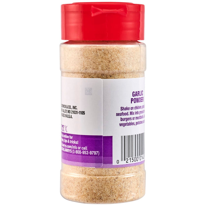A container of Lawrys Garlic Powder.