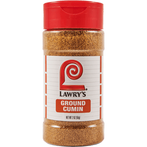 ["A bottle of Lawry's Ground Cumin."]