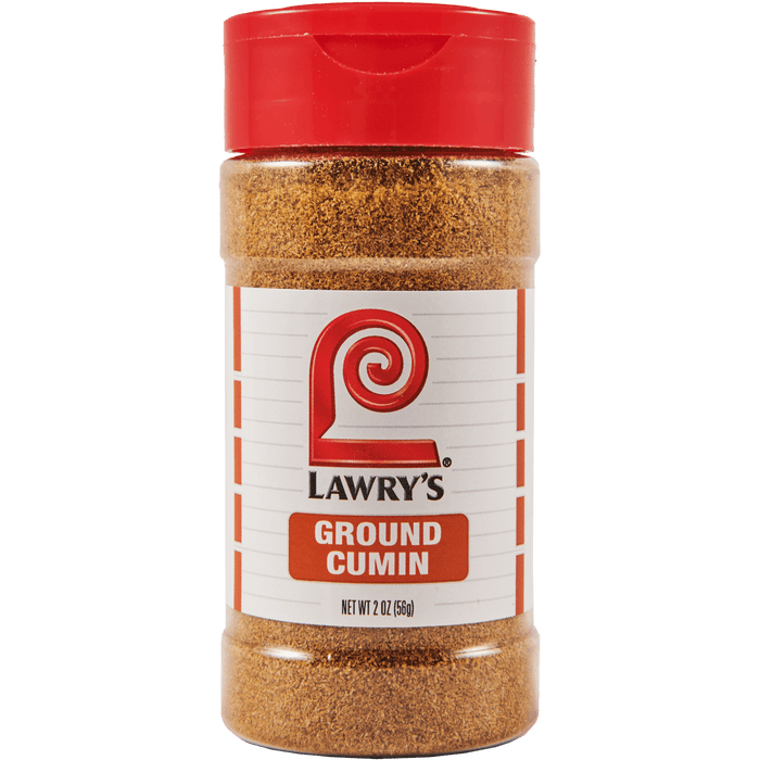 ["A bottle of Lawry's Ground Cumin."]