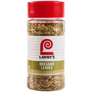 A bottle of Lawry's Oregano Leaves.