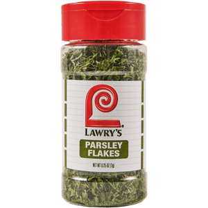 ["A bottle of Lawry's Parsley Flakes."]