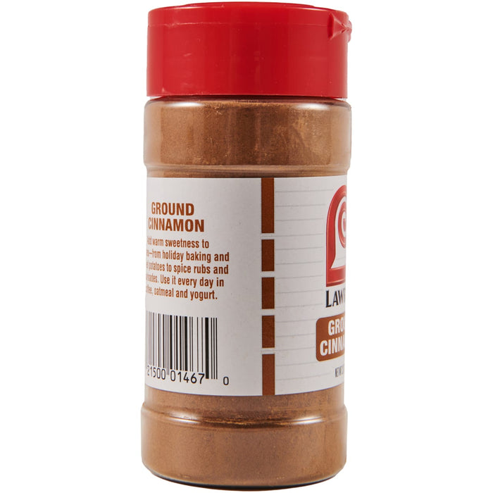 ["A bottle of Lawry's Ground Cinnamon."]