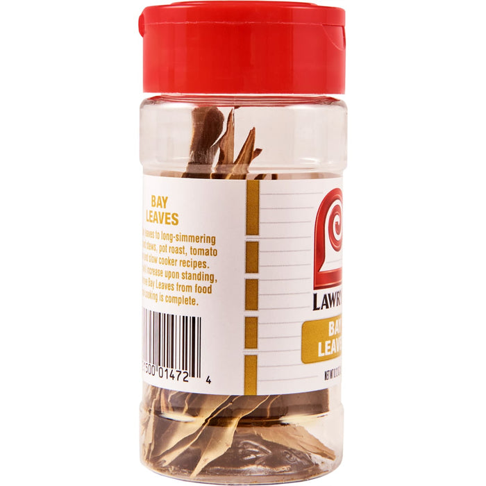 ["A bottle of Lawry's Bay Leaves."]