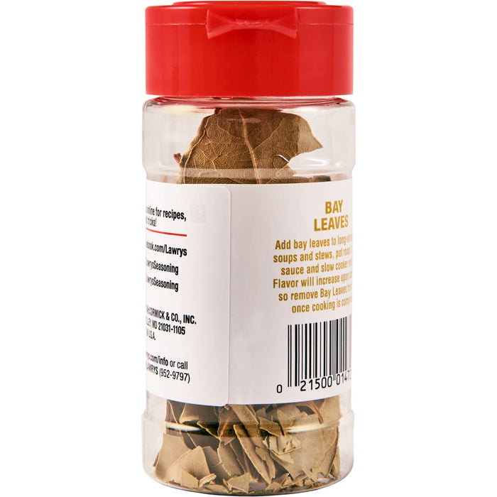 ["A bottle of Lawry's Bay Leaves."]