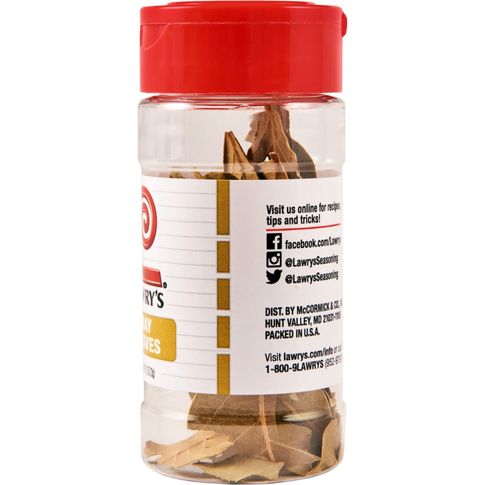 ["A bottle of Lawry's Bay Leaves."]