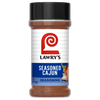 A bottle of Lawry'S Seasoned Cajun Seas 5.29 Oz seasoning, featuring a red and white label with the Lawry's logo and text, on a black background.