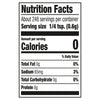 ['Nutrition facts label for a product with 0 calories per serving.']