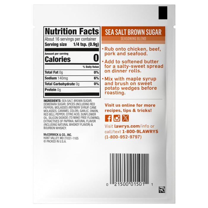 Lawry's® Sea Salt Brown Sugar Seasoning Blend, 0.5 oz