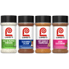 Four bottles of Lawry's seasonings, including Salt &amp; Pepper Vinegar, Seasoned Cajun, Hot Garlic Parmesan, and Jerk Seasoning, are displayed.