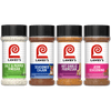 Four bottles of Lawry's seasonings, including Salt &amp; Pepper Vinegar, Seasoned Cajun, Hot Garlic Parmesan, and Jerk Seasoning, are displayed.