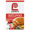 ["A box of Lawry's Crispy Chicken Seasoned Coating Mix with a serving suggestion of crispy chicken, potato wedges, and broccoli."]