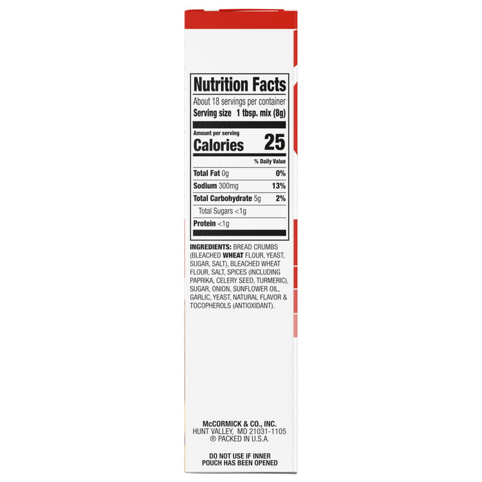 ['McCormick &amp; Co. nutrition facts and ingredients for their bread crumbs.']