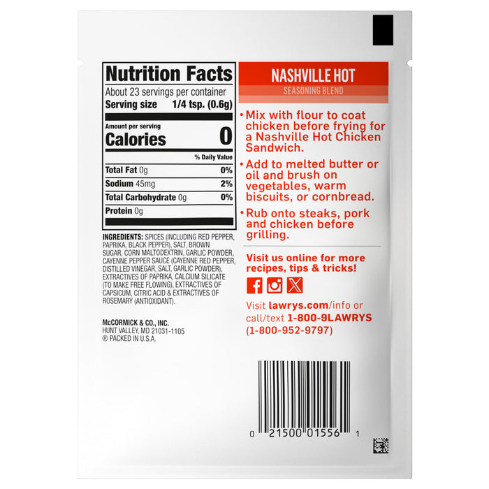 Lawry's® Nashville Hot Seasoning Blend, 0.5 oz