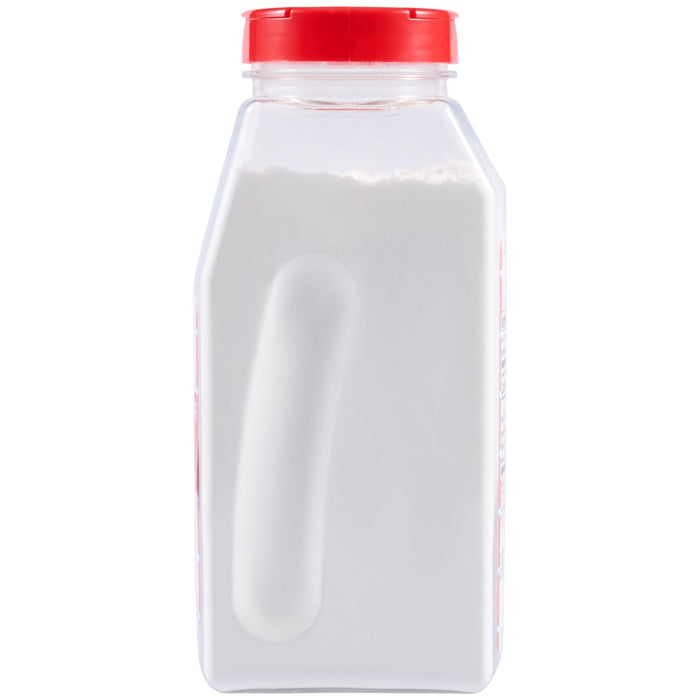 A clear plastic bottle with a red cap contains Lawry'S Salt &amp; Vinegar Seasoning 20 Oz, showing the white powdery contents.