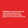 The ingredients list for Lawry'S Seasoning Salt &amp; Vinegar, 20 Oz, is shown in bold white text on a solid red background.