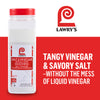 A promotional image for Lawry'S Seasoning Salt &amp; Vinegar, 20 Oz, shows the shaker bottle next to text reading, Tangy Vinegar &amp; Savory Salt - Without the mess of liquid vinegar.