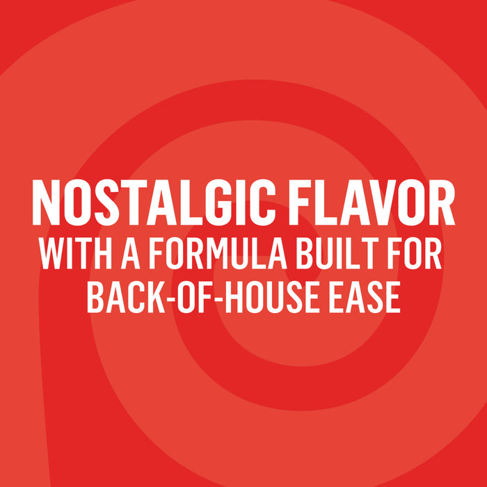 A red graphic illustration with the text Nostalgic flavor with a formula built for back-of-house ease highlights the benefits of using Lawry'S Seasoning Salt &amp; Vinegar, 20 Oz in a professional kitchen setting.