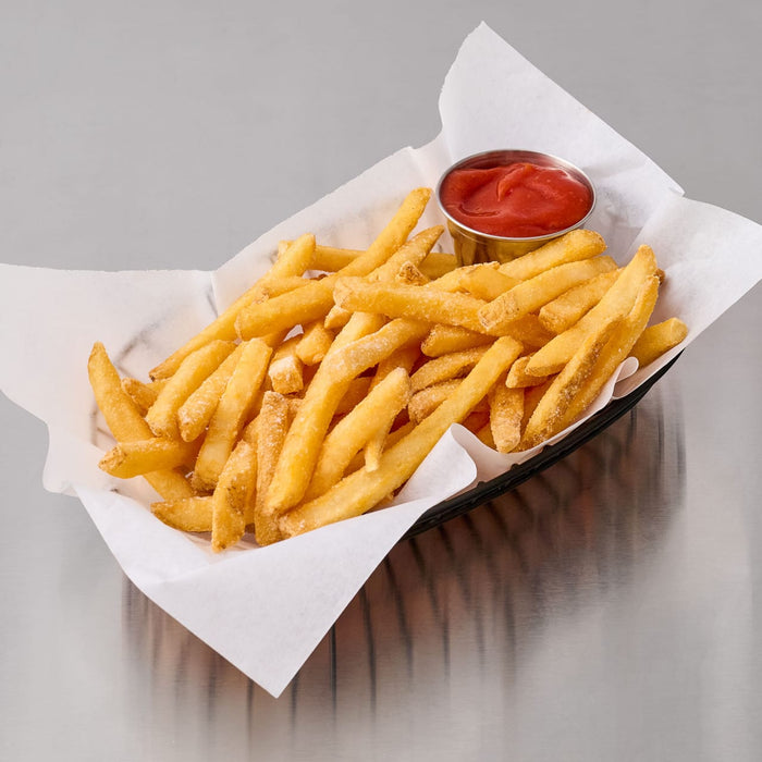 A basket of golden french fries served with ketchup, perfect for sprinkling with Lawry'S Seasoning Salt &amp; Vinegar, 20 Oz.