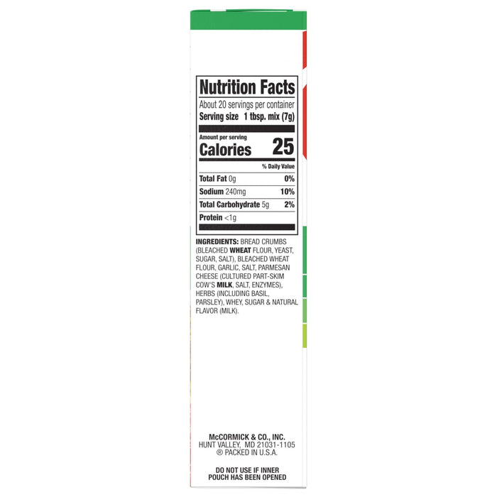 The image shows the nutrition facts and ingredients list for a product.