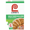 Lawry's Garlic Parmesan &amp; Herb Seasoned Coating Mix package, showcasing the product and a prepared dish.