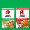 Two boxes of Lawry's seasoning mixes, Garlic Parmesan &amp; Herb and Crispy Chicken, are displayed against a green background.