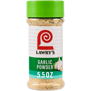 A container of Lawry's Garlic Powder seasoning.