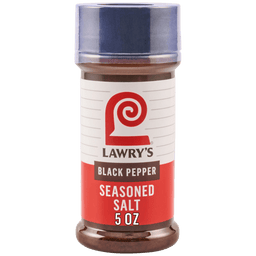 A container of Lawry's Black Pepper Seasoned Salt.