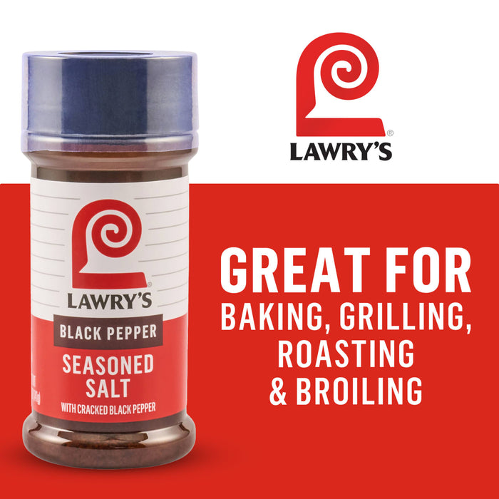 Lawry's Black Pepper Seasoned Salt is great for baking, grilling, roasting, and broiling.