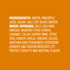 ['A list of ingredients for a pineapple juice product.']