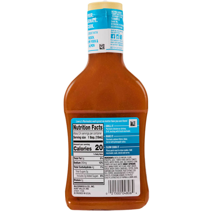 The back of a bottle of Sweet Baby Ray's Buffalo Wing Sauce shows the nutrition facts and ingredients.