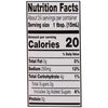 This is a nutrition facts label showing that one tablespoon contains 20 calories, 1 gram of fat, 290mg of sodium, 4 grams of carbohydrates, 3 grams of sugar, and 1 gram of protein.