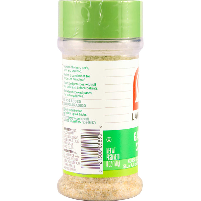 ["A bottle of Lawry's Garlic Salt seasoning."]