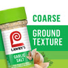 ["A jar of Lawry's Garlic Salt with a close-up of garlic cloves and parsley."]