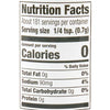 This image shows the nutrition facts label with a serving size of 1/4 tsp. (0.7g) and 0 calories.