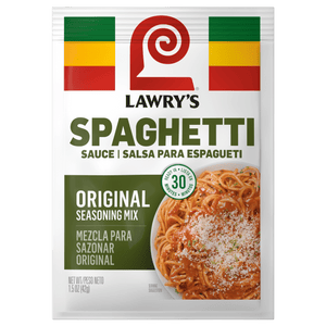 A packet of Lawry's Original Spaghetti Sauce spices and seasonings mix.