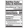 This is a nutrition facts label showing that one and a half teaspoons of mix contains 25 calories, 0g of fat, 470mg of sodium, 6g of carbohydrates, 2g of sugar, and 0g of protein.